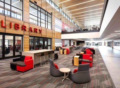 Library and an open seating area