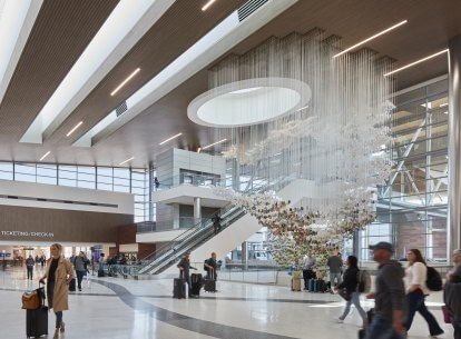 BNA Concourse with art installation and oculus in view