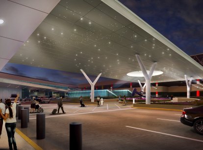 HOU West Concourse outdoor night view