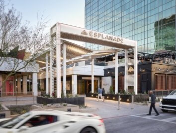 entrance to multilevel shopping center Esplanade in Phoenix designed by Corgan