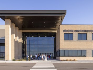 Bushland High School entrance designed by Corgan