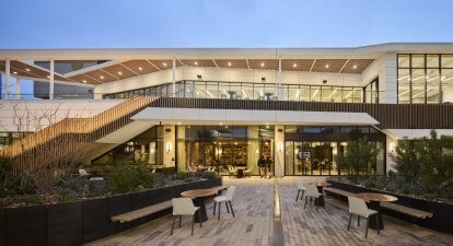 outdoor area of shopping and workspace center