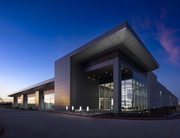 exterior view of data center at dusk