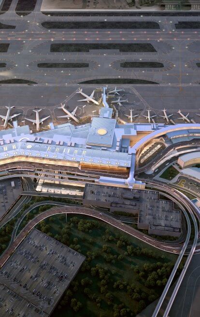 JFK T6 Redevelopment rendering aerial shot