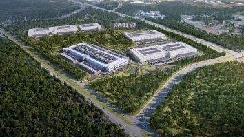 aerial image of data center