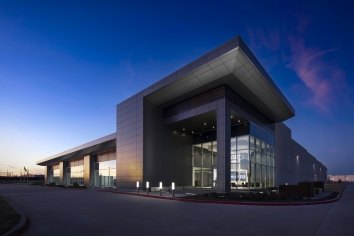 exterior view of data center at dusk