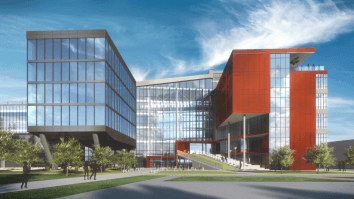 Main entry of a large commercial building