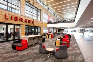 Library and an open seating area