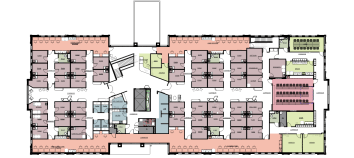 Schematics of the 2nd floor of the healthcare facility