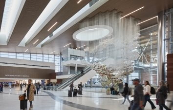 BNA Concourse with art installation and oculus in view