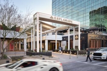 entrance to multilevel shopping center Esplanade in Phoenix designed by Corgan