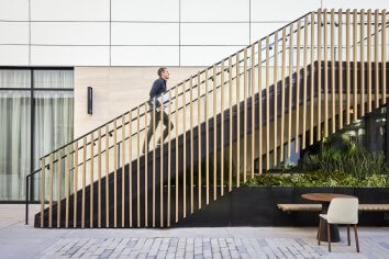 outdoor staircase at shopping center