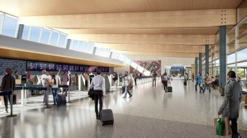 passengers in ticket line at an international airport in San Antonio Texas