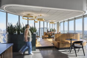 Corgan designed Wingstop office break area