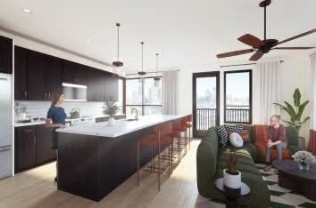Apartment Kitchen and Living