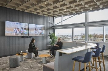 open coworking area in office space