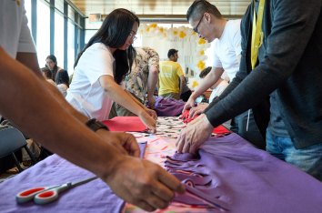 Corgan Cares blanket making