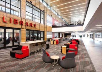 Library and an open seating area