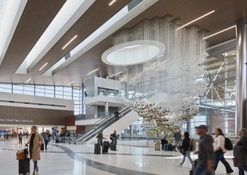 BNA Concourse with art installation and oculus in view