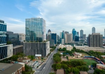 Harwood 14 Aerial Photo with Downtown Dallas behind it