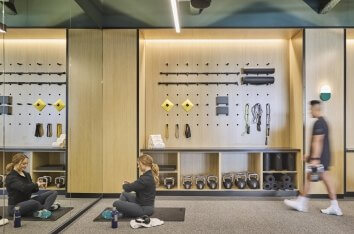 workout amenity at coworking and shopping center